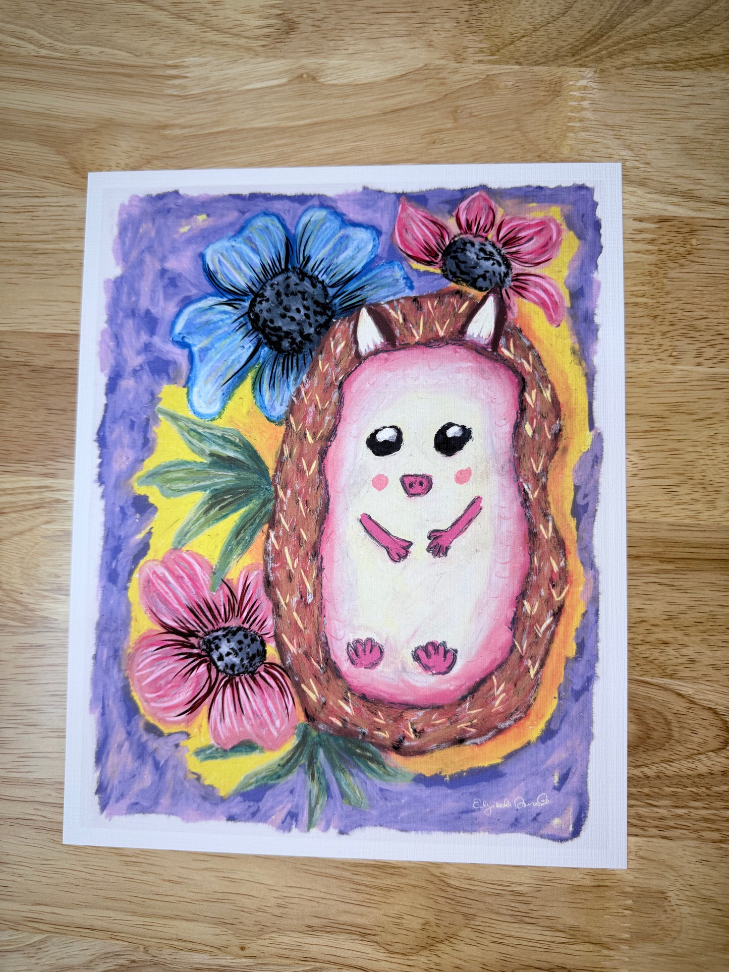 Happy Little Hedgehog Art Print