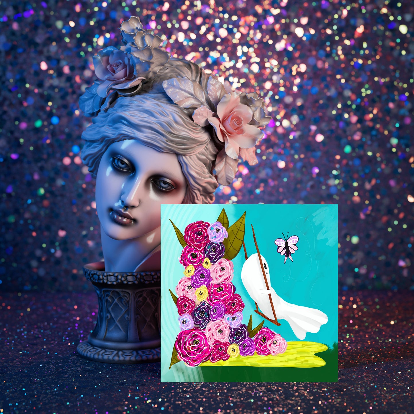 Just Swinging Along Original Illustration Art Print 10x10