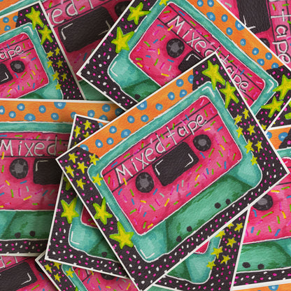 Colorful 'Mixed Tape' cassette design cards stacked together