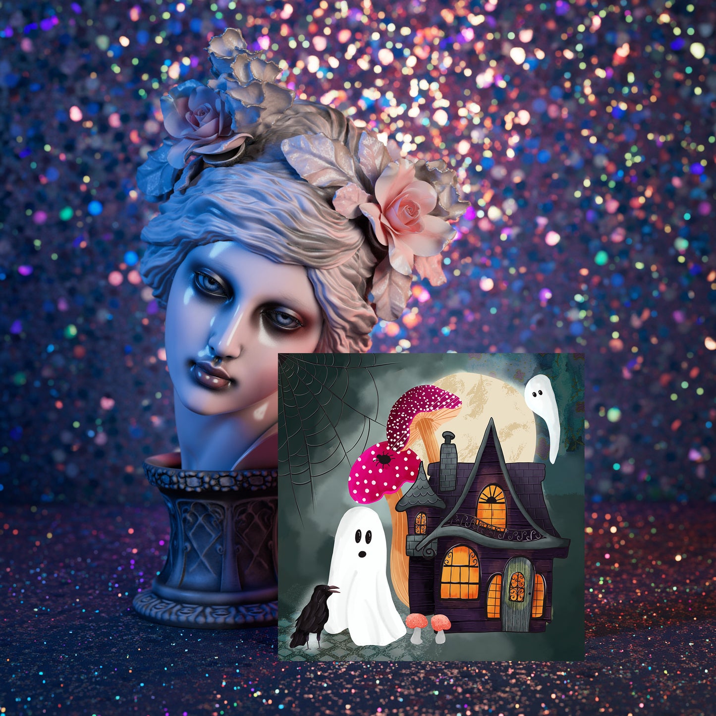 The Haunted House Original Illustration Art Print 10x10