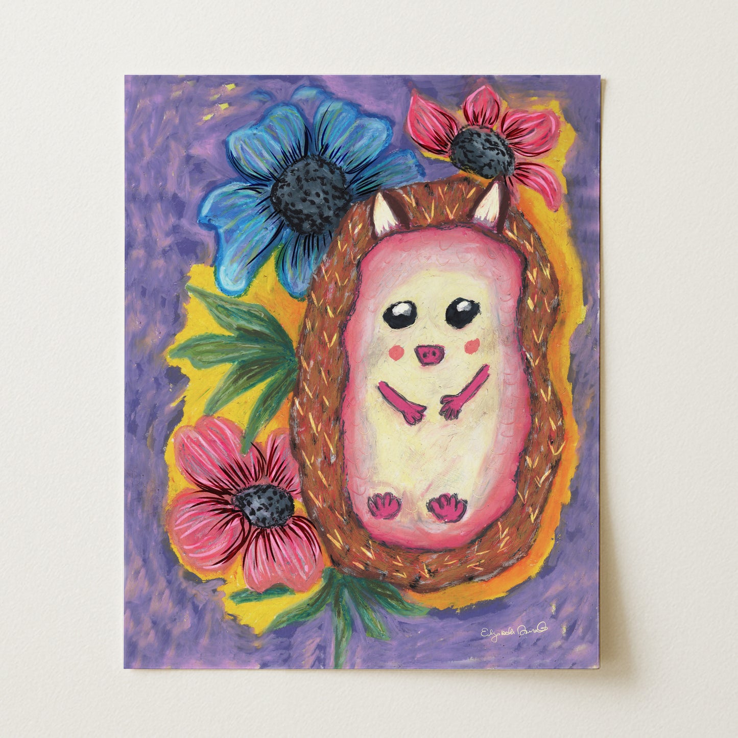 Happy Little Hedgehog Art Print