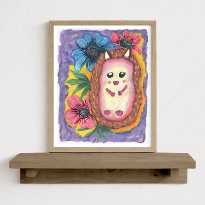 Happy Little Hedgehog Art Print