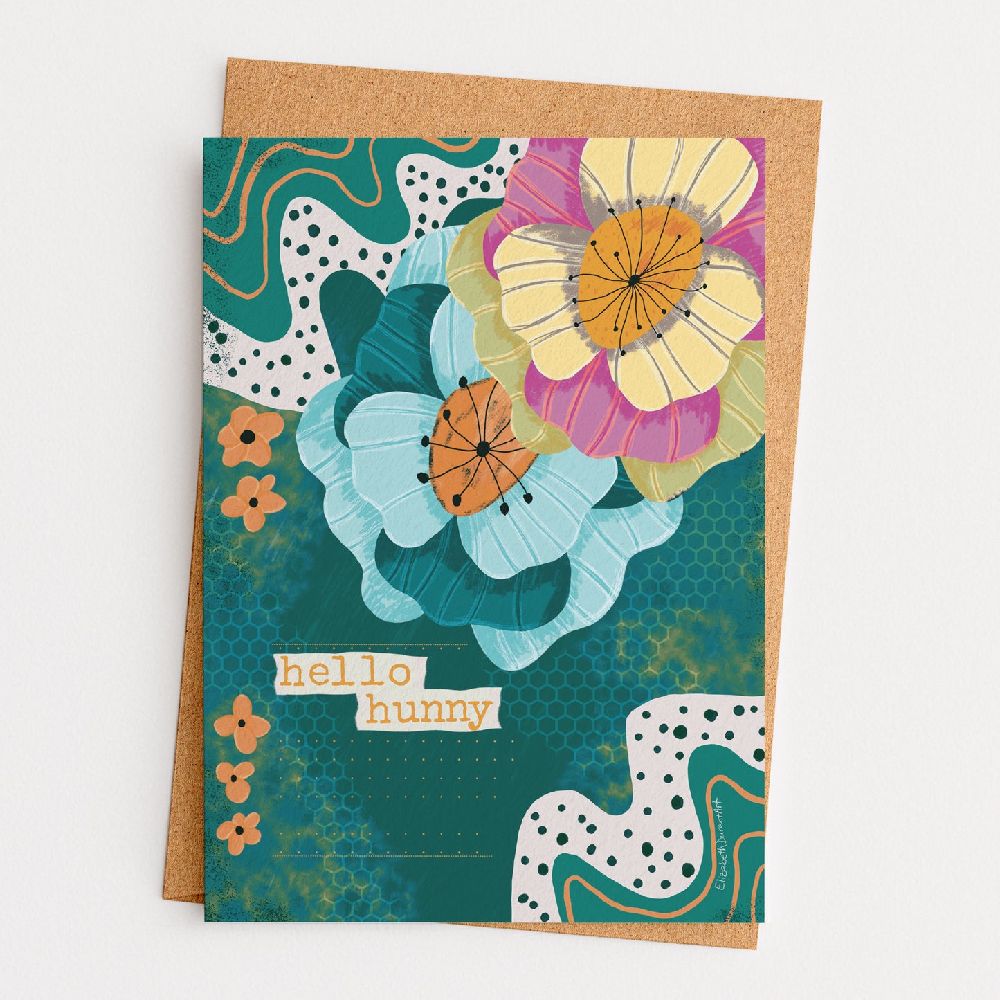 Hello Hunny Flowers Greeting Card