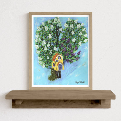 Lilac Bird House Art Print